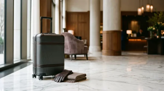 Scène évoquant un service de conciergerie de luxe pour voyageurs exigeants recherchant le confort absolu