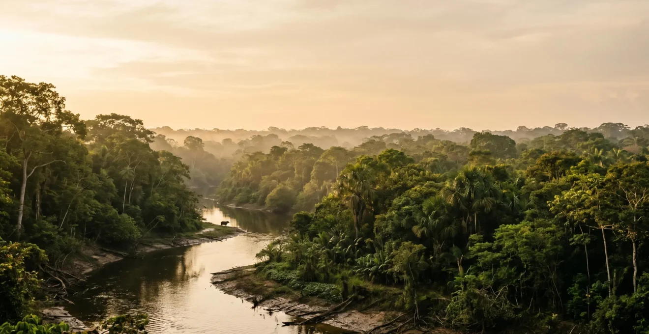 Scène paisible d'observation responsable de la faune amazonienne dans son habitat naturel préservé