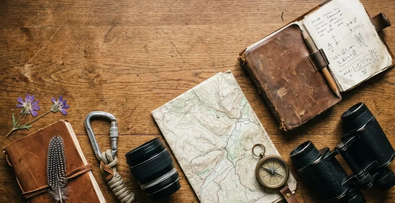 Une composition sophistiquée évoquant l'expertise et le voyage pointu, avec des éléments évocateurs de destinations spécialisées